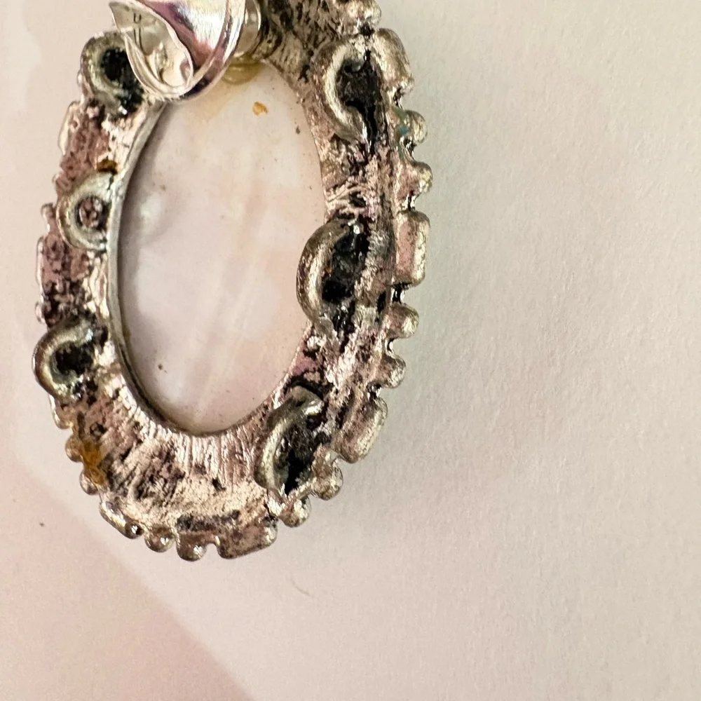 Vintage restored brooch with real dried flower incased in amber tone Brooch